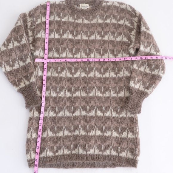 Vintage Dior Brown & Cream 60% Mohair Crewneck Long Sleeve Sweater Size Med - Picture 5 of 15
